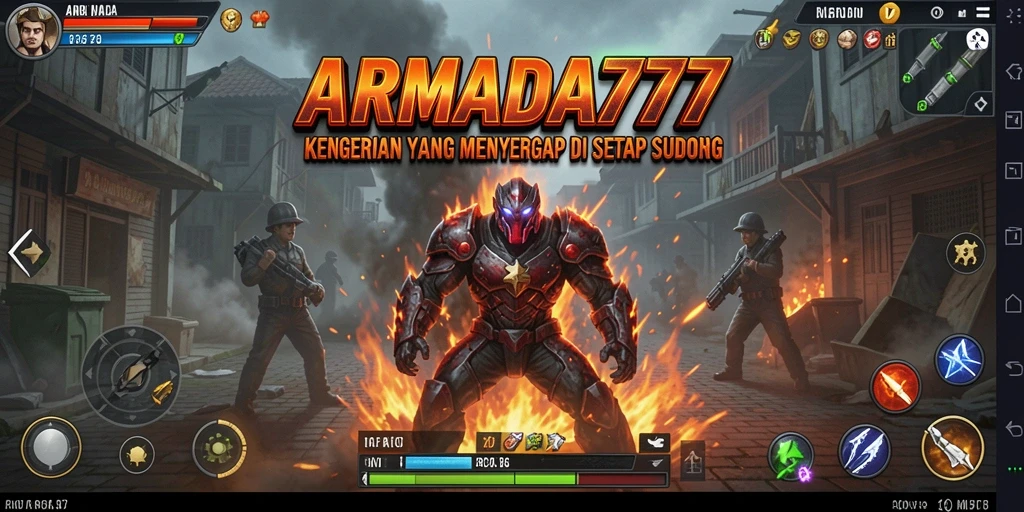 Screenshot ARMADA777 dengan suasana mencekam dan karakter menyeramkan.
