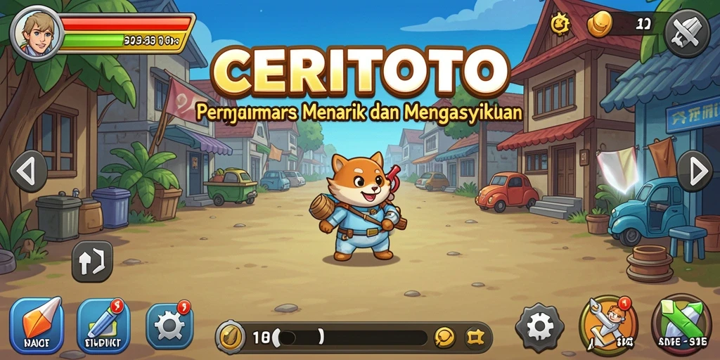 Screenshot gameplay CERITOTO dengan karakter menarik dan alur cerita.