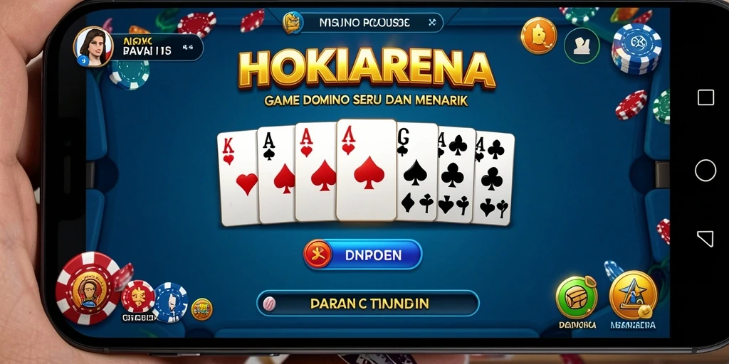Tampilan gameplay seru di HOKIARENA yang menampilkan momen bermain domino.