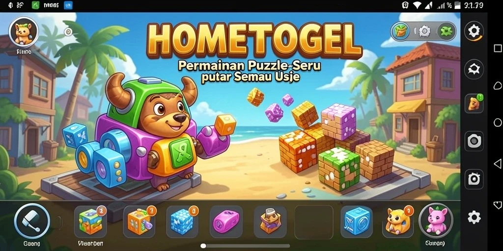 Tampilan gameplay seru dari HOMETOGEL yang menampilkan tantangan Puzzle.