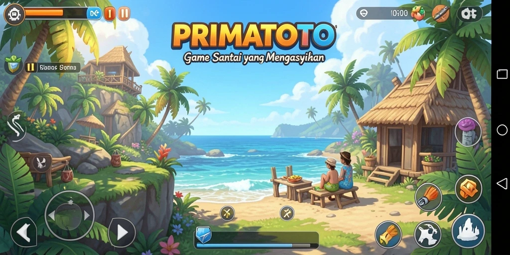 Tampilan gameplay PRIMATOTO yang cerah dan menyenangkan.