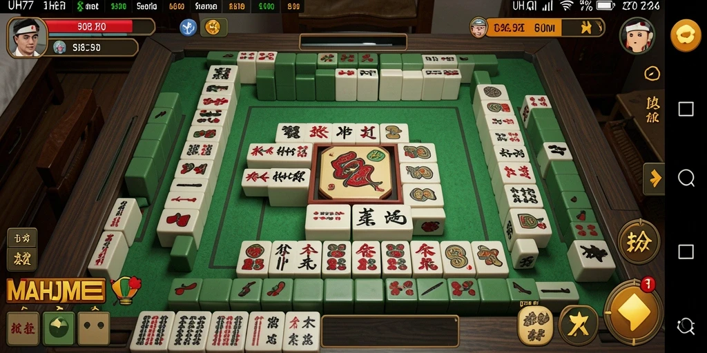 Tampilan gameplay UH77 yang menarik dan seru dalam permainan Mahjong.