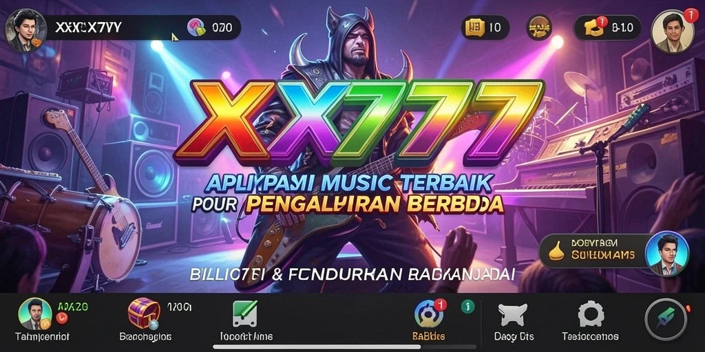 Tangkapan layar utama XXX777 menampilkan antarmuka aplikasi musik yang menarik.